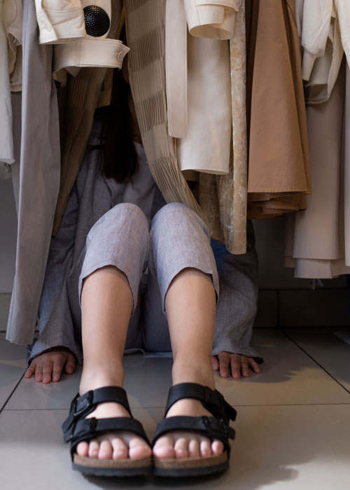 Mom hiding in closet